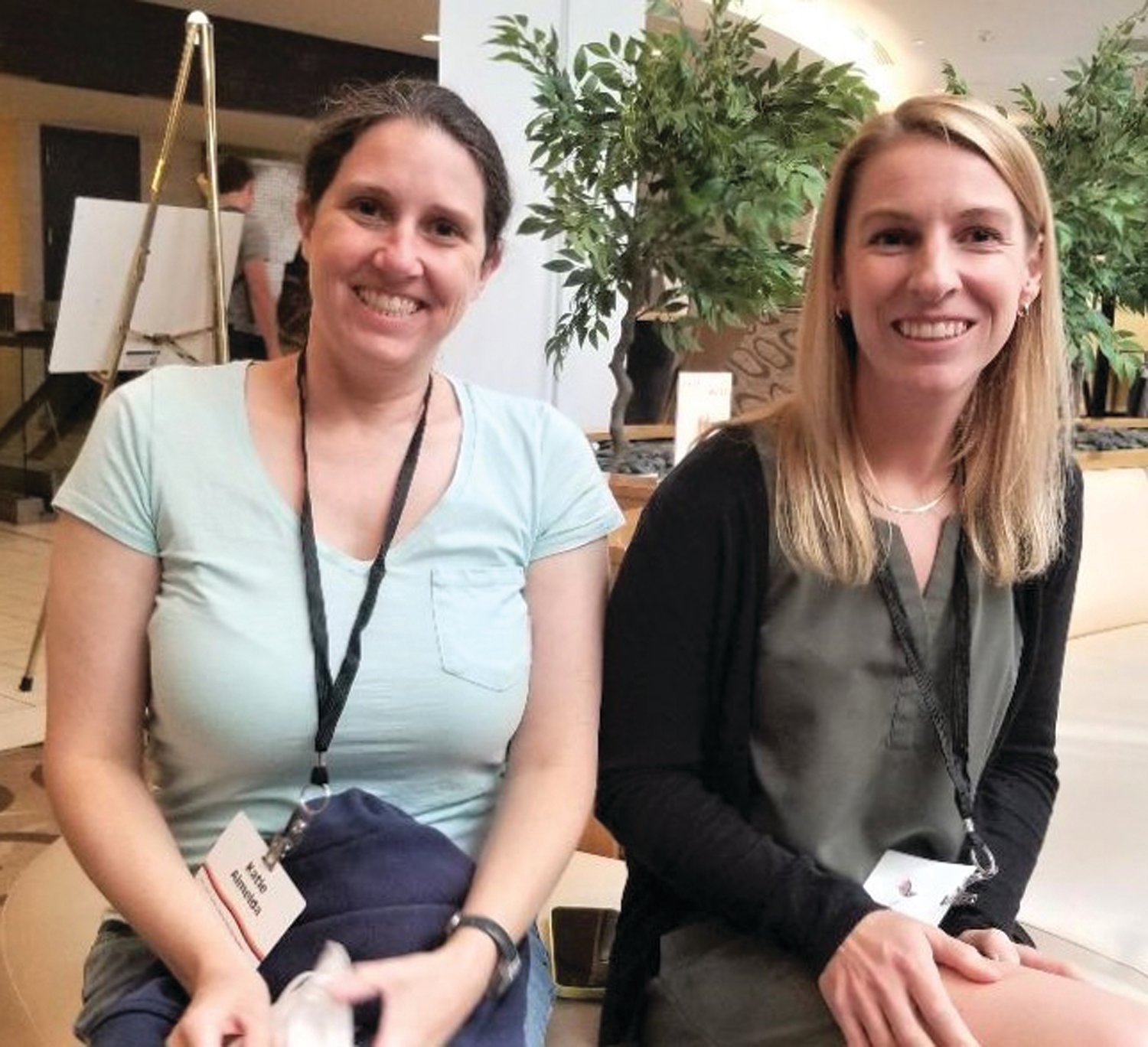 WORKSHOP: Katie Almeida of Town Dock, South Kingstown, RI and Kate Masury of Eating with the Ecosystem, Wakefield, RI take a break at last week’s climate scenario planning workshop in Virginia. (Submitted photos)
